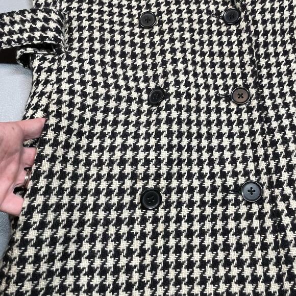 J Crew Trench coat Size 10 Houndstooth Belted Wool Blend Long Lined FLAWS - Picture 6 of 16